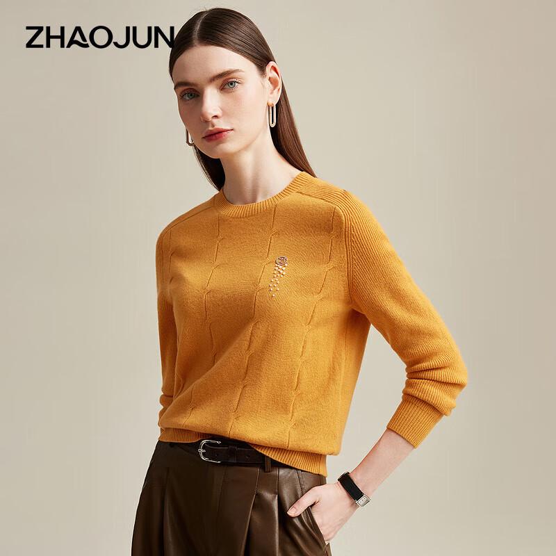 Женский кашемировый свитер Zhaojun с круглым вырезом и длинным рукавом