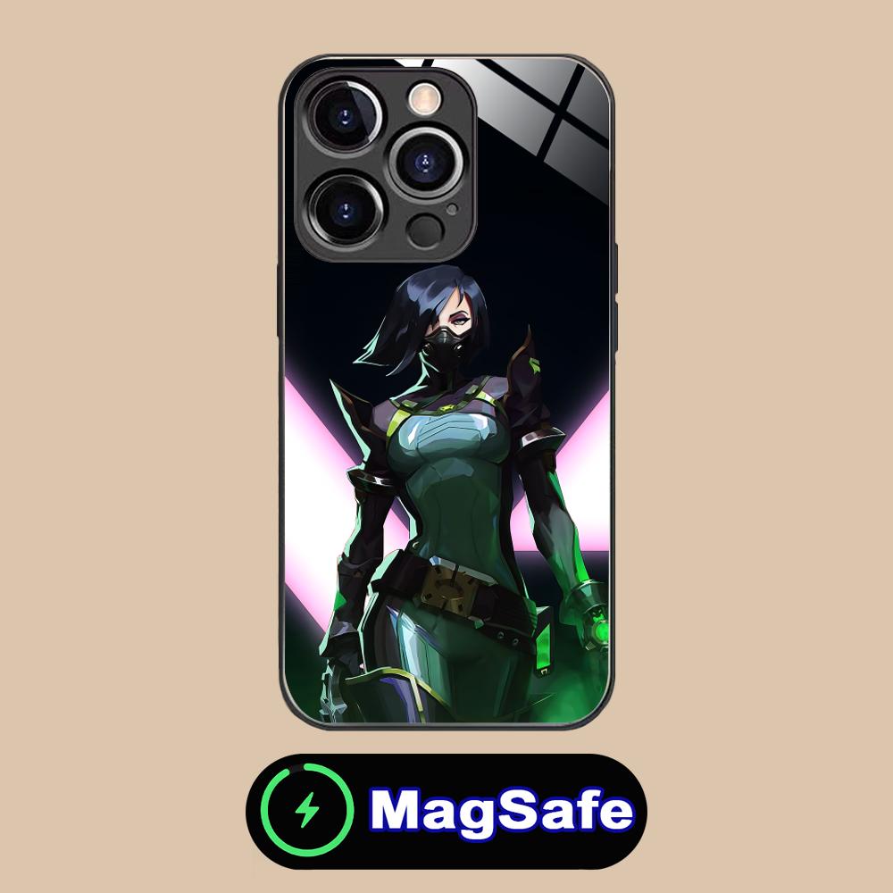 Чехол для мобильного телефона Valorant Viper для iPhone 16 15 14 13 12 11 Pro Max Plus Mini MagSafe Стеклянный Цветной Защитный Роскошный Чехол