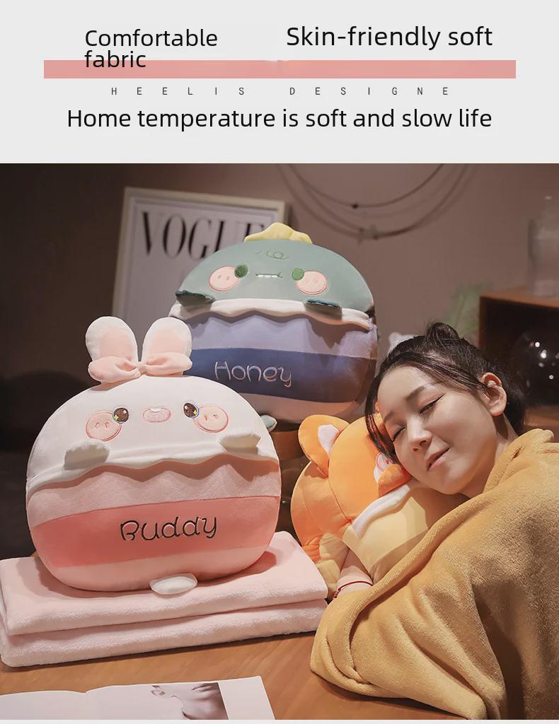 Подушка-одеяло 3 в 1 с рисунком: Грелка для рук, поддержка талии и одеяло для сна в офисе или на диване