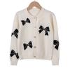 Spring and Autumn Korean Style Bowknot Jacquard Children's Cardigan Sweater Jacket Girls Knitted Cardigan