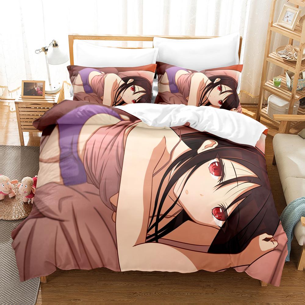 Постельное белье Kaguya Sama Love Is War 3 предмета Кагуя Синомия Наряд горничной Красное сердце с принтом аниме Пододеяльник Все размеры
