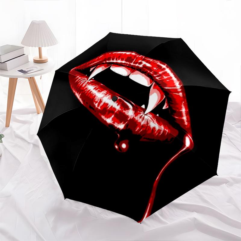 1PC lip theme Umbrella Portable Folding Umbrella Iron Frame Hole Bone Structure Outdoor Home Umbrella A22