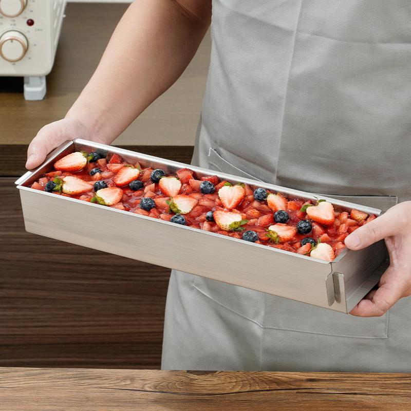 Rectangular Tiramisu Cake Mold Set Stainless Steel Baking Box with Cake Tray for Parties and Celebrations