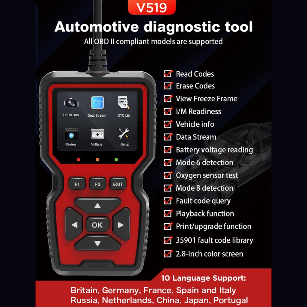 OBD2 сканер Live Data Mechanic OBDII диагностический код считыватель инструмент для проверки напряжения аккумулятора индикатора двигателя