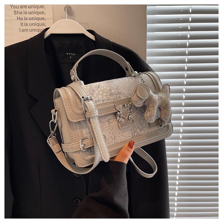 Hot Style High-end Western Style Printed Handheld Small Square Bag Women's Bag Trendy Stitching Single Shoulder Crossbody Bag