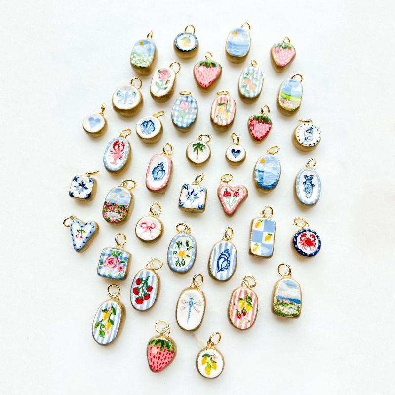 Красочный дофаминовый кулон с масляными каплями, милый кулон-шарм в виде клубничного краба, раковины сердца, для изготовления ювелирных изделий