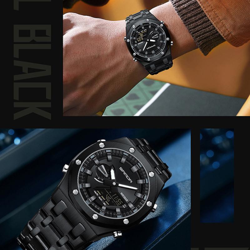 SANDA Watch Cool Trend электронные часы многофункциональные часы с лампой для поднятия руки будильник водонепроницаемые часы