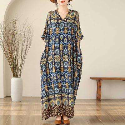 Дорожные платья плюс размер плюс жир плюс прикрывающие мясо тонкие V-образный вырез длинные платья