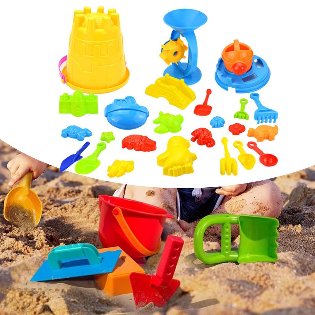 25 Pieces Beach Sand Toys Set, Castle Toys, Building Kit for Boys and Girls