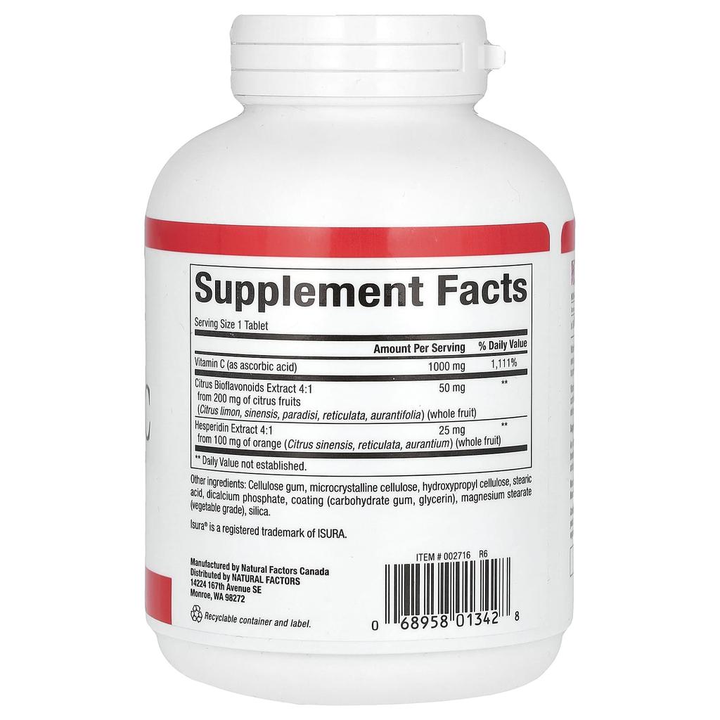 Vitamin C, Sustained Release, 1,000Mg, 180 Tablets