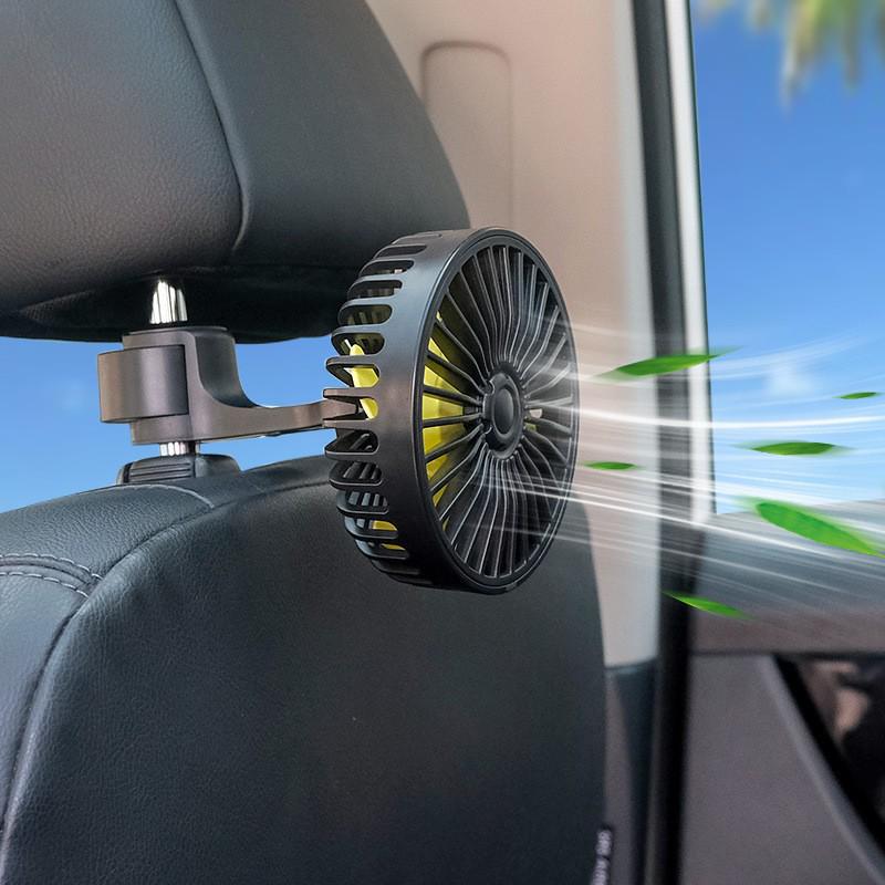 Adjustable Dual Head 12V/24V Rear Seat Car Fan – High Power Wind