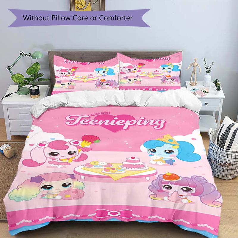 3pcs Magic Sweethear (4) Design Cover Set - HD Printed Bedding with 1 Cover and 2 Pillowcases - Perfect for Home and Dorm Decor