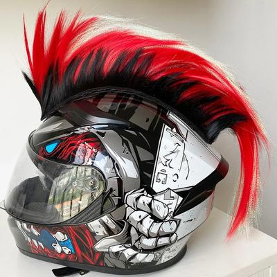 Мотоциклетный шлем Mohawk Наклейка на парик Украшения для шлема Парики Петушиный гребень Мотокросс Полный шлем для бездорожья Украшение для волос Паста
