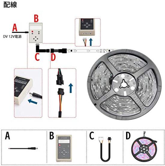 5M Светодиодная лента SMD2835 Полноцветная RGB ТВ 16 цветов 150 132 Света Белый Водонепроницаемая и режущаяся для и Экстерьера автомобиля Высокопрочная клейкая Пульт дистанционного управления
