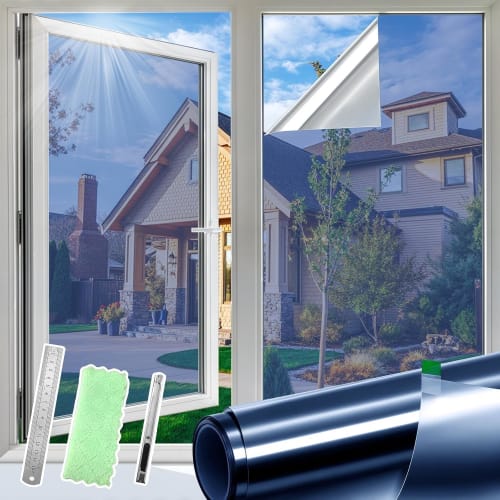DUOFIRE Magic Mirror Window Insulation Film, UV Protection, Heat Blocking, Window Glass Privacy Film, Heat and Light Blocking, Insulation, Privacy She