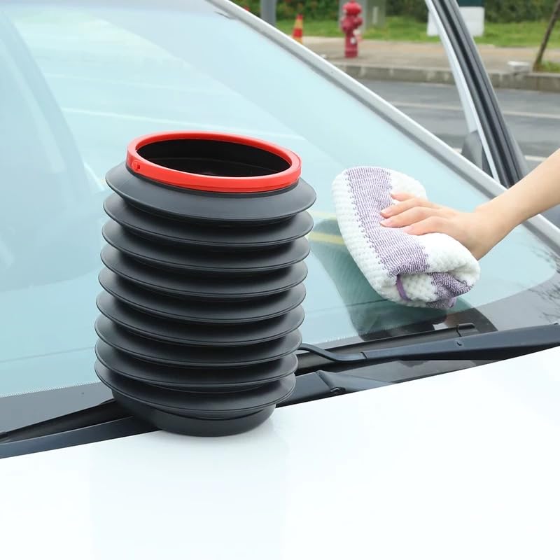 1pc Telescopic Car Garbage Can, Expandable Storage Bin with Leak-Proof Liner, Space Saving for Trash & Wet Umbrellas
