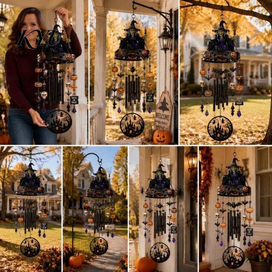 Gift for Witchcraft Lovers Witch Themed Outdoor Wind Chime, Healing Sound Weather Resistant Chimes, Chimes Garden Halloween Magic Iron Ornament Patio