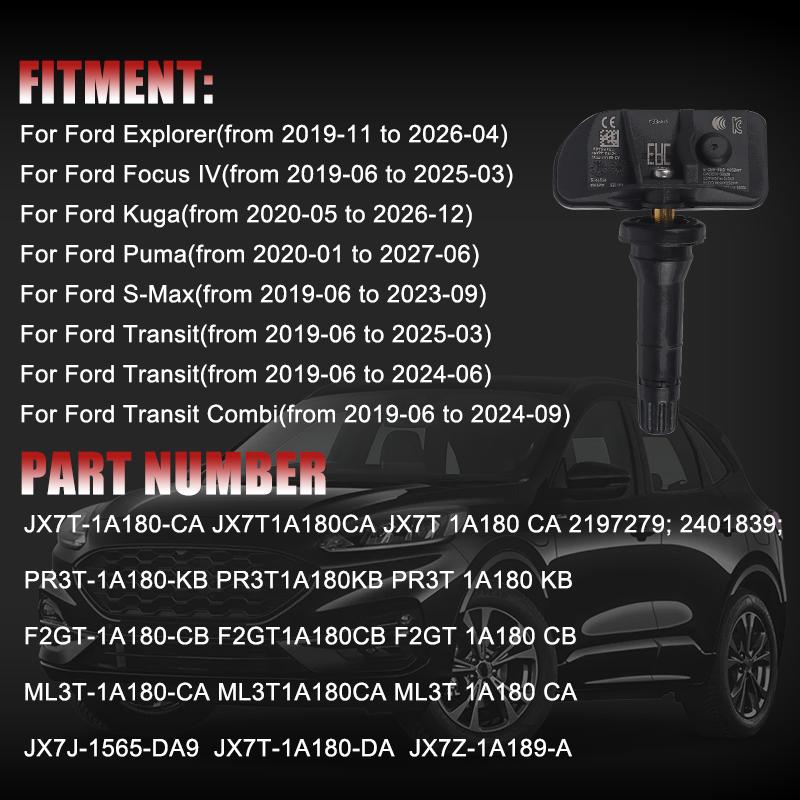 TPMS Tire Pressure Monitoring Sensor for Ford Kuga Mk3 Focus Mk4 Explorer Puma S-Max Transit Mk8 Custom 2197279 JX7T-1A180-CA