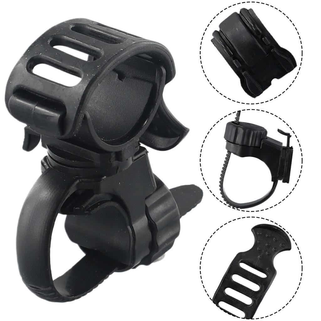 Bicycle Handlebar Light Bracket 360 Degree Rotatable Bike Lamp Holder LED Flashlight Plastic Clip Cycling Headlight Pump Stand
