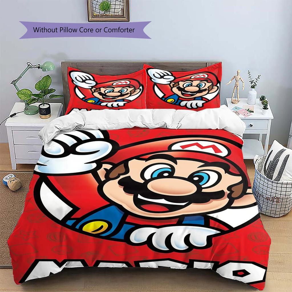 Mario Hero Headshot Duvet Cover & Pillowcases, Mario Fan Bedroom Bedding, Great Gift.chl
