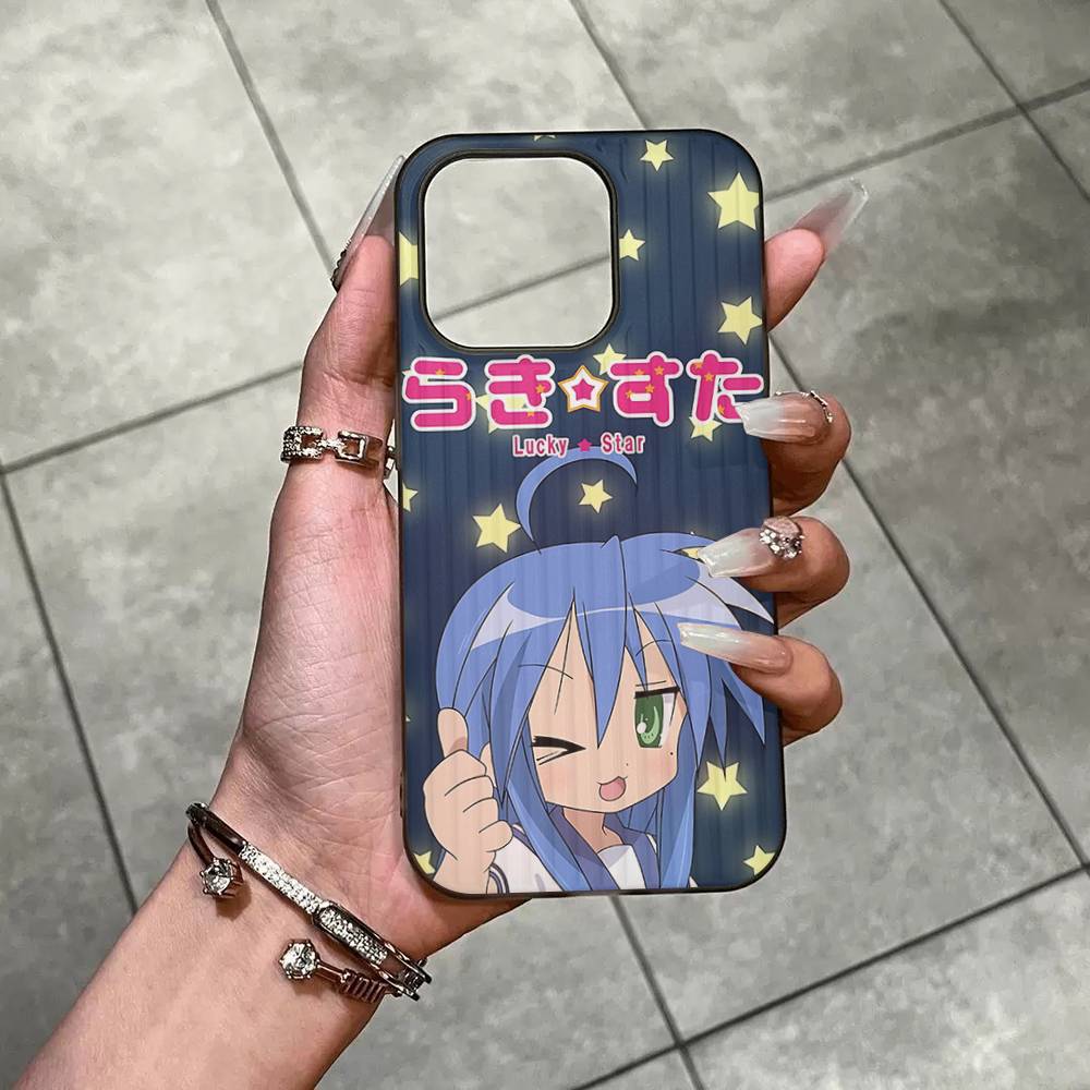 Чехол для телефона с аниме-девушкой Lucky Star для iPhone 16 15 17 Pro 11 12 13 14 Pro Max Plus Мягкий силиконовый чехол-оболочка с волнистым узором