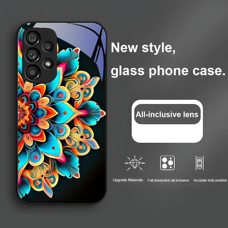 Абстрактный цветок зеленый Для Samsung Galaxy S23 U Ltra 24 Plus S20 21 FE S25 Ultra A70 A72 73 51 52 53 Закаленное стекло Чехол для телефона