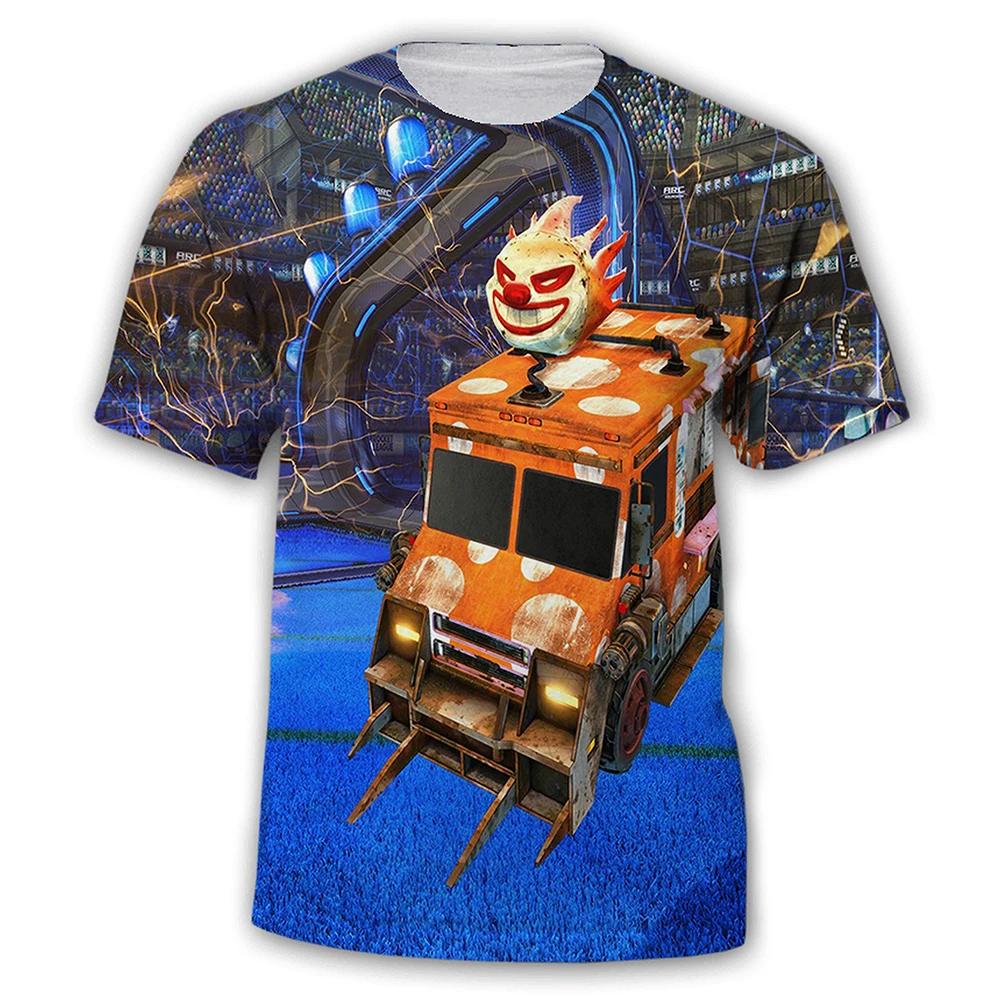 Игровой дизайн Rocket League Унисекс Футболка Крутая Модная Повседневная Личность Уличная Одежда Топы Ежедневный Тренд Круглый Вырез Короткий Рукав