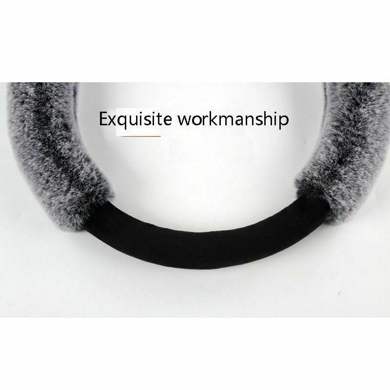 Universal Steering Wheel Cover Cartoon Cute Ear Shape Soft Faux Rabbit Fur Plush Winter Car Interior Styling for Women