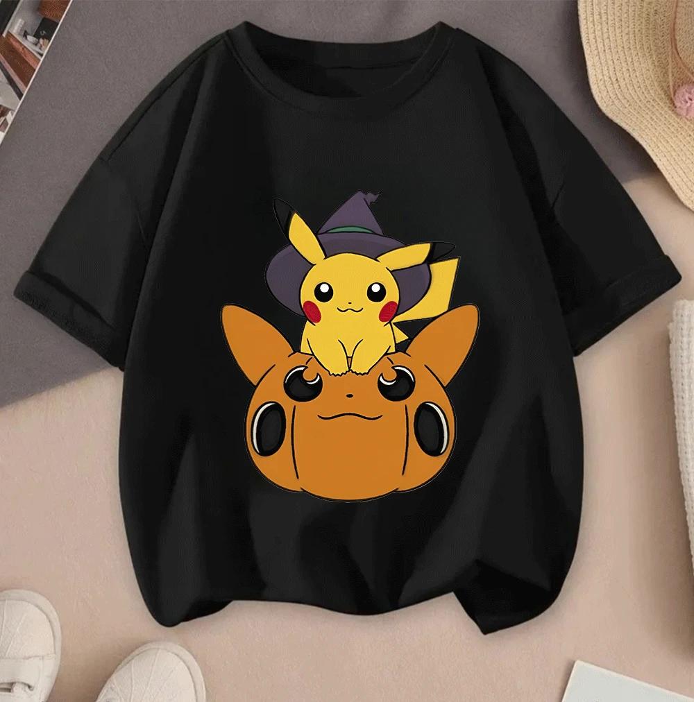 2026 Hot Sale 100 Cotton Kids TShirt Cute Pikachu Cartoon Print Soft Breathable Casual Childrens Short Sleeve Tops