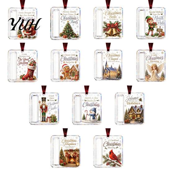 Christmas Cash Ornament with Lanyard Gift Ornament, Clear Acrylic Money Holder, Holiday Xmas Holder Tree Hanging Decoration, Funny Ways to for