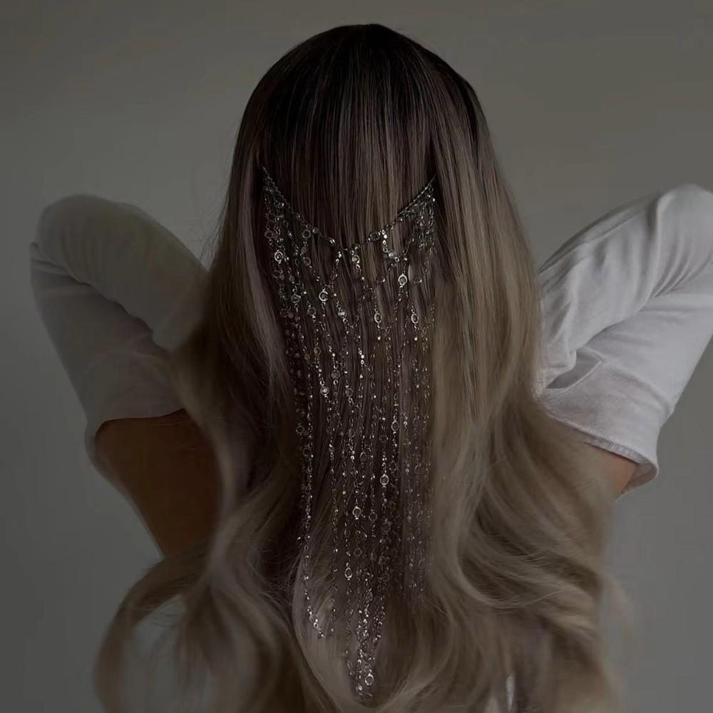 Свадебное украшение на лоб из цепочки, Свадебная корона, Повязка на голову, Аксессуары, Модная свадебная цепочка для волос