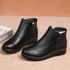Winter Soft Leather Boots Women's Warm Black Casual Cotton Shoes Women Snow Boots Female Ankle Boots Mother Cotton Shoes