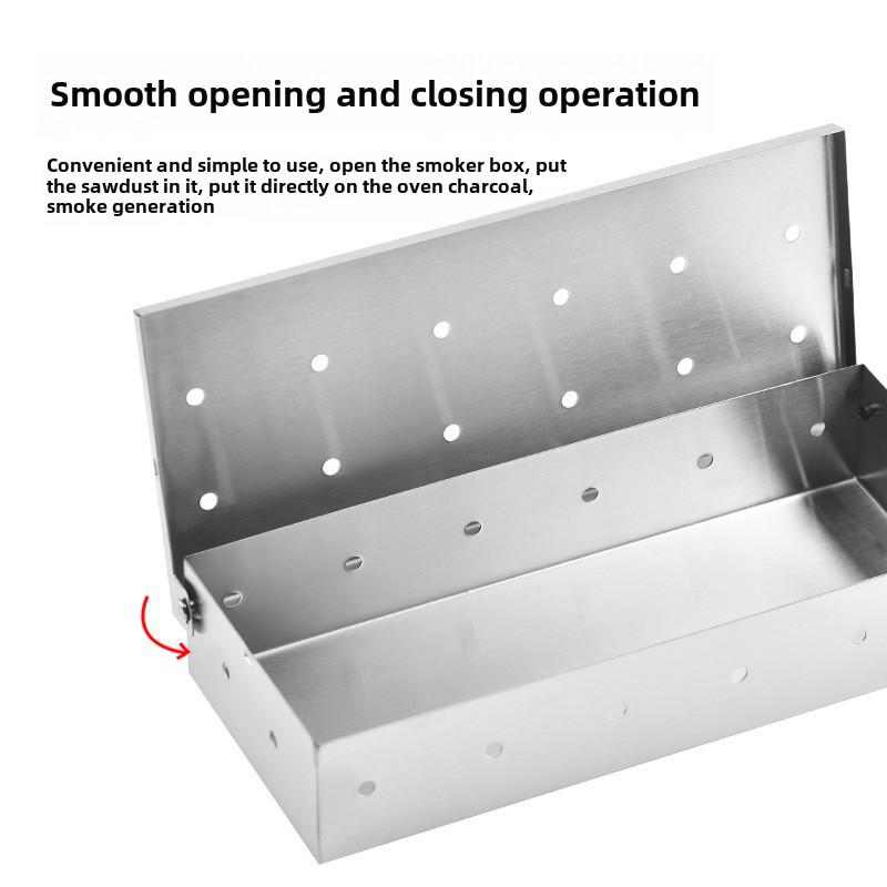 Stainless Steel BBQ Smoker Box for Outdoor Grilling and Smoked Meat
