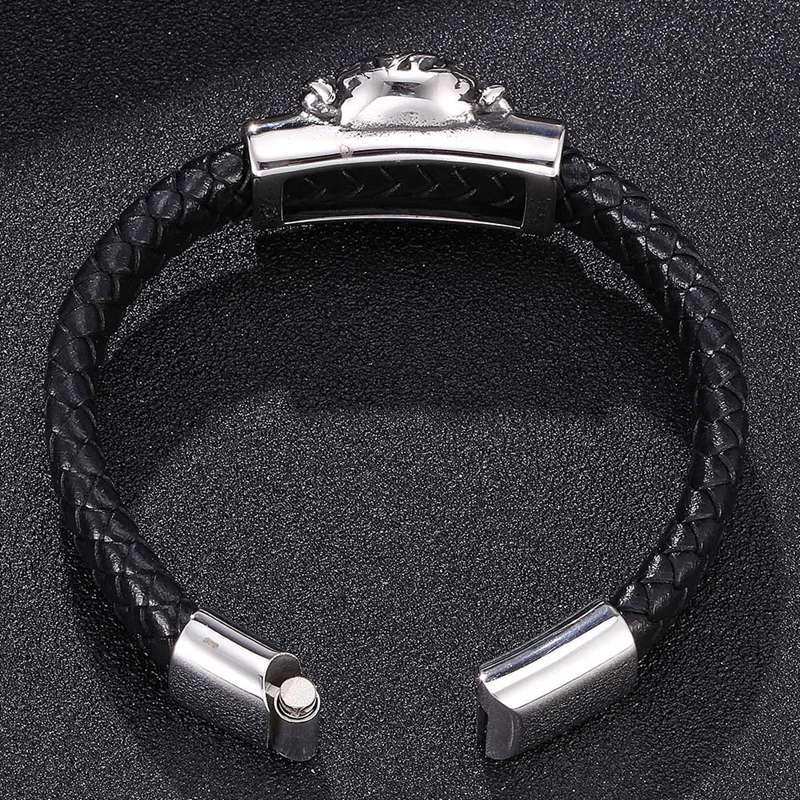 Панк-мужские браслеты-демоны, черный кожаный браслет, мужские подвески, модные браслеты, подарок