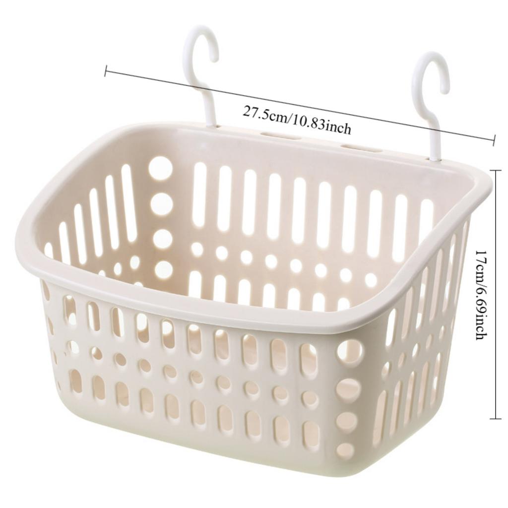 Plastic Hanging Baskets for Shower, Hanging Basket Organizer with Hooks, Rectangle Small Hanging Storage Basket