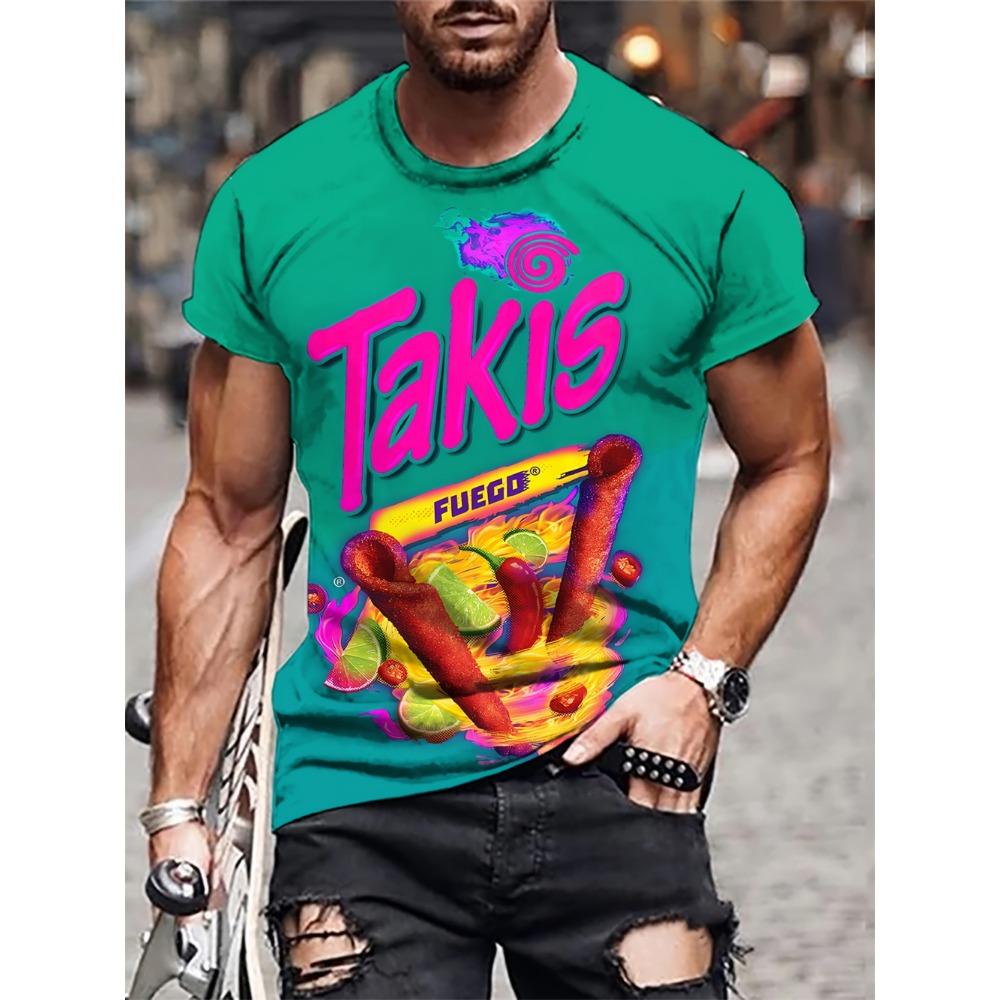 Модная мужская футболка Takis с 3D-принтом, повседневная футболка с коротким рукавом, круглая горловина, мужская одежда для улицы, футболки, топы для лета