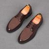 Fashion Luxury Men's Lace Up Suede Patent Leather Mixed Business Flats Shoes Male Designer Homecoming Wedding Dress Footwear