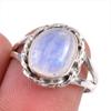 Натуральный Радужный Лунный Камень Драгоценный Камень Ручной Работы Твердое Серебро 925 Подарочное Кольцо S.7 J3F19