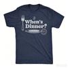 Men Funny When's Dinner Graphic T‑Shirt Retro Kitchen Food Utensils Print Casual Crew Neck Short Sleeve Tee