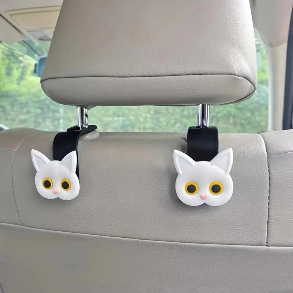 2Pcs Cartoon Cat Car Clips Durable Front Seat Headrest Organizer Auto Fastener Hangers Universal