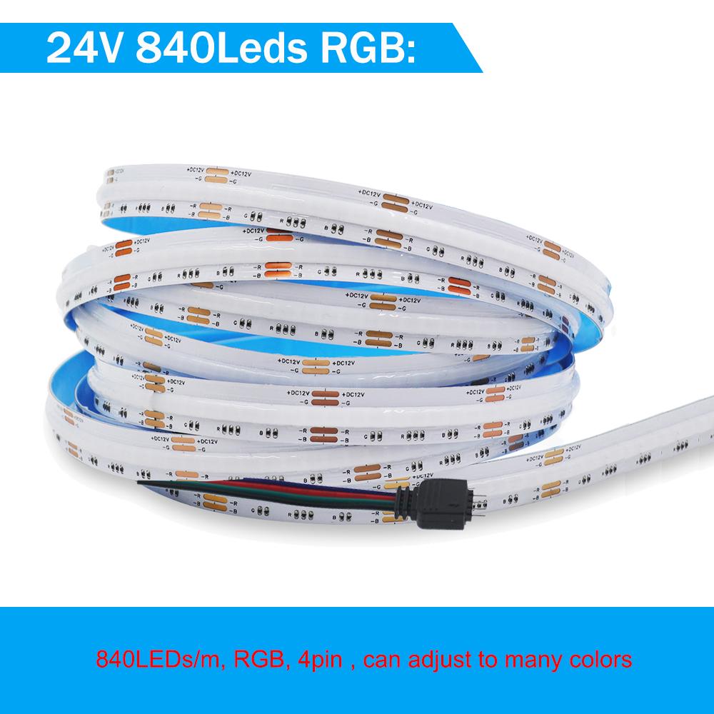 24В RGBCCT/RGB/RGBW/RGBWW COB Светодиодная Лента DC 12В 784 840 светодиодов/м Высокая Плотность Без Точек FOB Гибкая Светодиодная Лента Ленточные Огни Панель