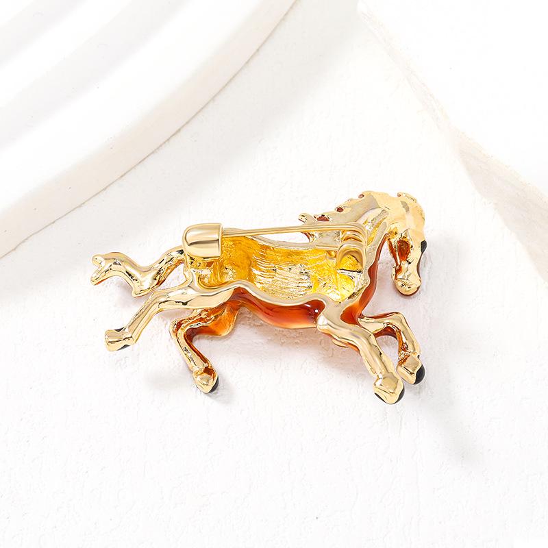 Enamel Galloping Horse Zodiac Brooch - Year of the Horse Jewelry