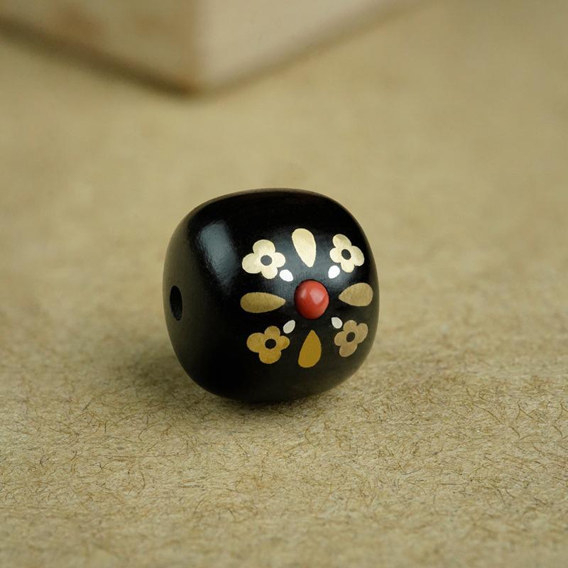 lobular red sandalwood inlaid with twelve flower god loose beads, black sandalwood old bead bracelet with pearl lotus pendant accessories
