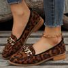 Fashion 2024 Spring Leopard Print Fashion Ladies Flat Heel Women Shallow Party Shoes Soft Soled Loafers Mary Jane Large Size 43