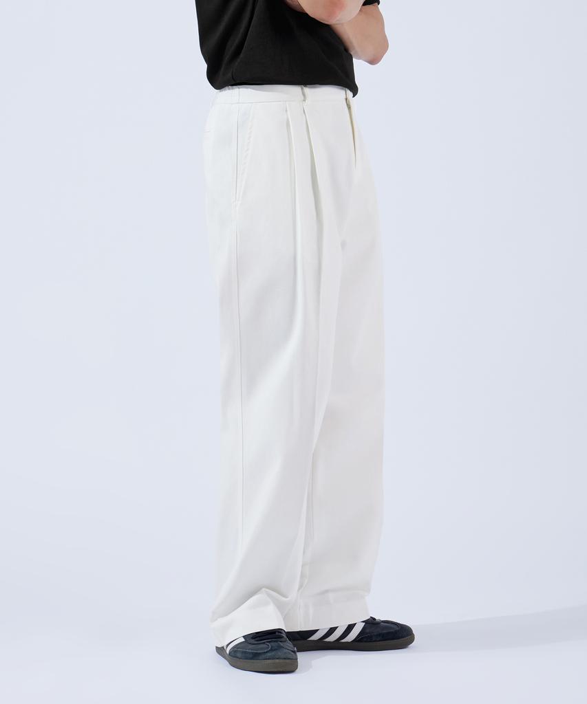 TOPBOY [2Pack] Relaxed Cotton Double-Pleat Wide Chino Pants 3 Colors