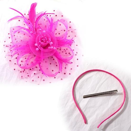 Головной убор в стиле ретро с цветами, перьями и бусинами, украшение для вечеринки, обруч для волос двойного назначения, заколка для волос, украшение для волос