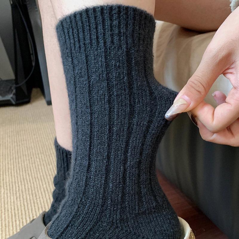 Thick Thread Wool Socks Pink Pile Socks Season Mid-Leg Socks Warm Thickened Fleece Winter Cashmere Stockings