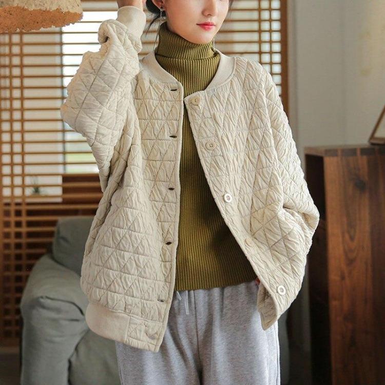 Женское зимнее удобное пальто из смесового хлопка Johnature с длинным рукавом, свободного кроя, на подкладке, однотонное, повседневная одежда