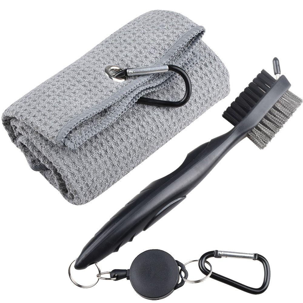 Golf Cleaning Set Golf Double-sided Cleaning Brush Golf Towel and Brush Head Groove Cleaner Set