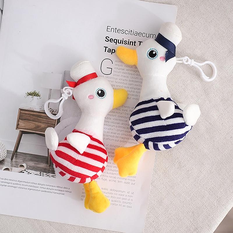 Cute Navy Duck Plush Toy Cartoon Animal Pendant Soft Stuffed Doll Keychain Backpack Car Bag Key Ring Decor Couple Gift